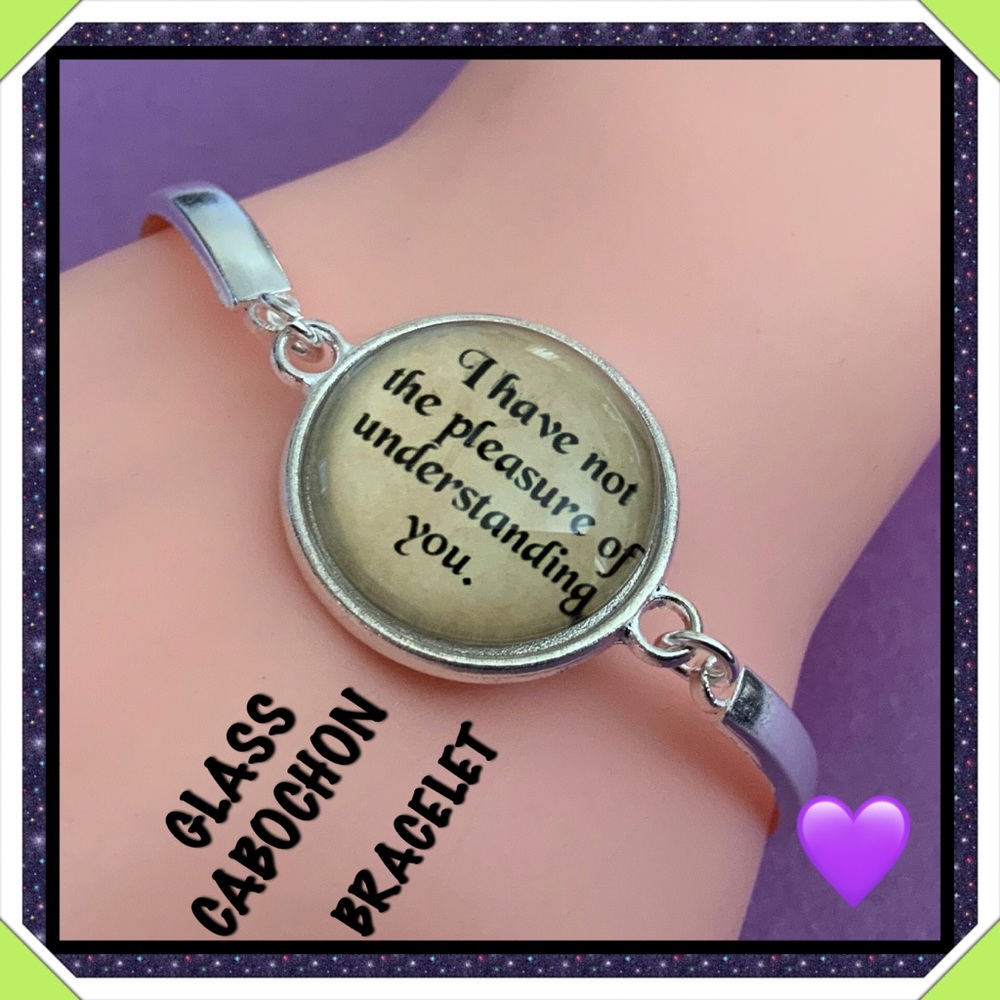 🆕 ✅ SILVER GLASS CABOCHON BRACELET